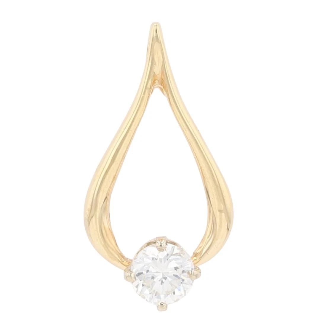 DIAMOND SOLITAIRE TEARDROP PENDANT 14K YELLOW GOLD: Diamond Solitaire Teardrop Pendant 14k Yellow Gold Brand: Unbranded Type: Pendant Material: 14k Yellow Gold Main Stone/Creation Natural Color: None Size: Pendant Measurement: 23.2mm Length /