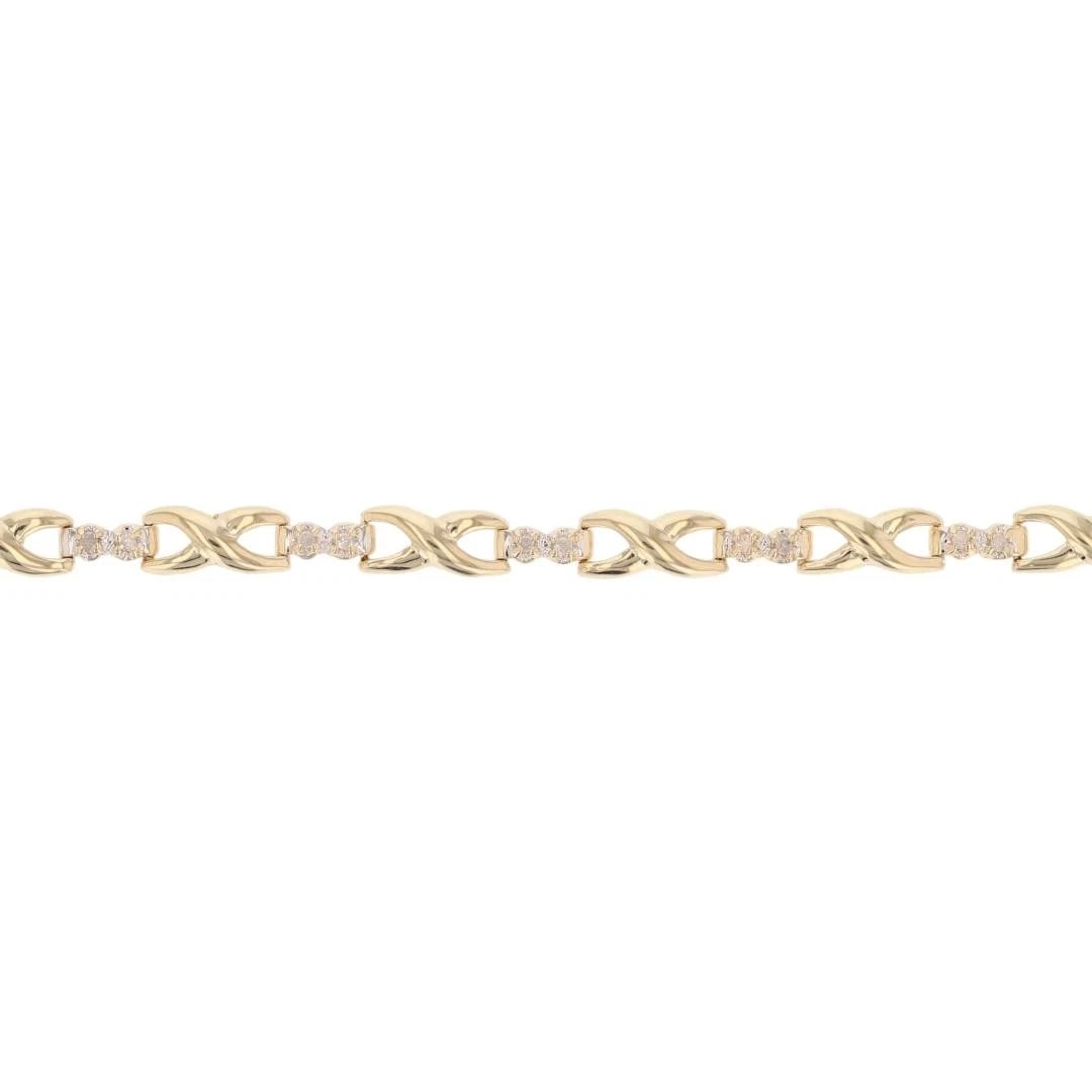 ROUND CUT DIAMOND X-LINK BRACELET 14K YELLOW GOLD (1 of 5)