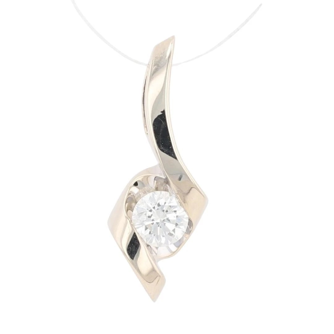 SIRENA DIAMOND SOLITAIRE TWIST PENDANT: Sirena Diamond Solitaire Twist Pendant Brand: Unbranded Type: Pendant Material: 14k White Gold Main Stone/Creation Natural Color: None Size: Pendant Measurement: 23.3mm Length / 8.3mm 