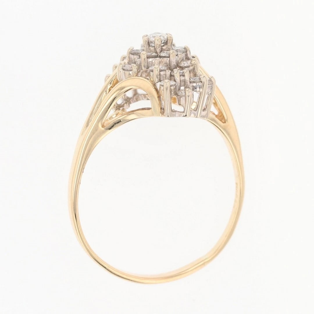 ROUND DIAMOND CLUSTER WATERFALL STATEMENT RING - 2