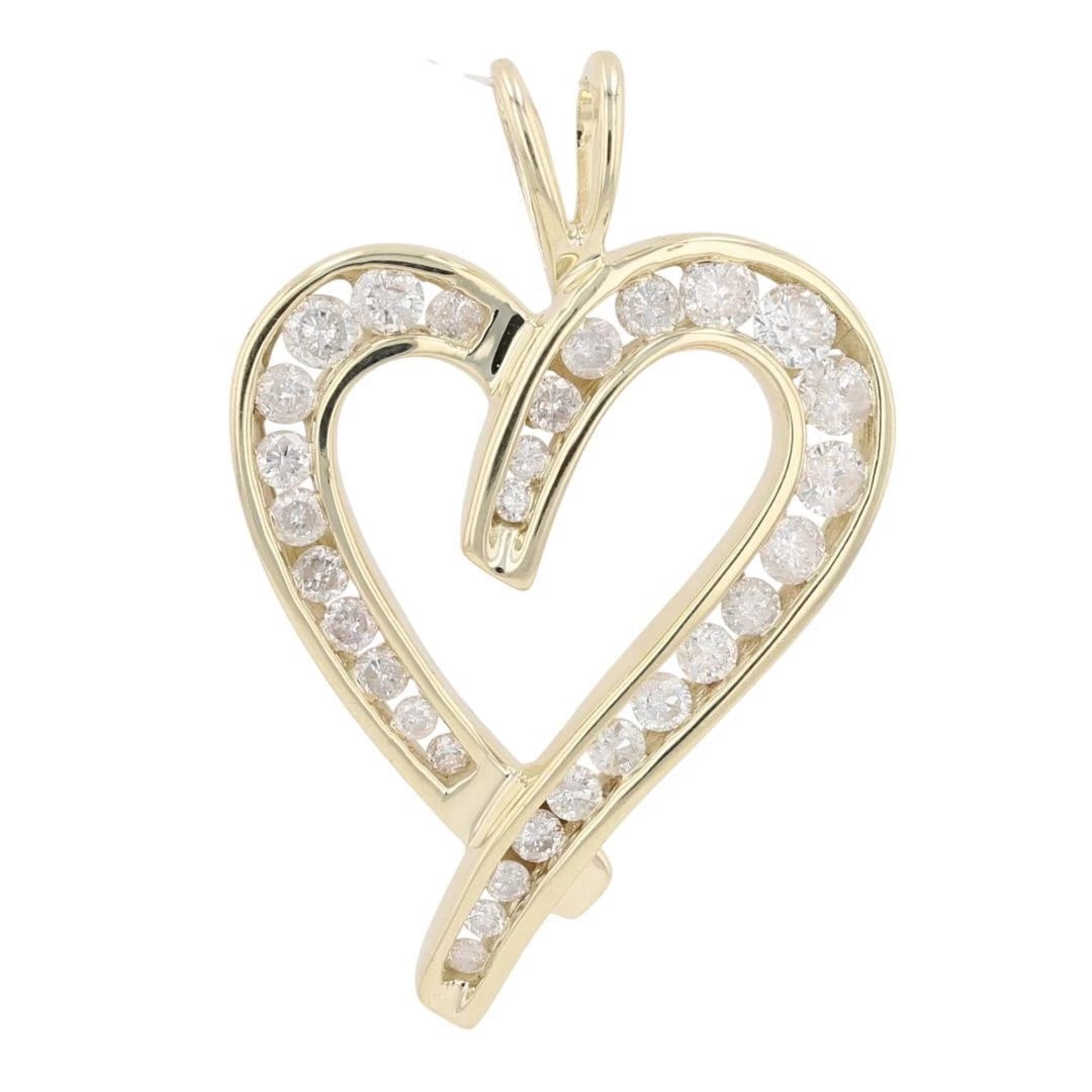 ROUND CUT DIAMOND HEART PENDANT 10K YELLOW GOLD (1 of 5)