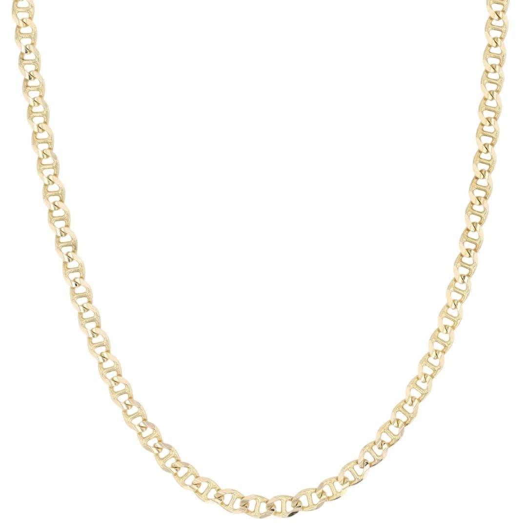 MARINER LINK CHAIN NECKLACE 14K YELLOW GOLD: Mariner Link Chain Necklace 14k Yellow Gold Brand: Unbranded Type: Necklace Material: 14k Yellow Gold Color: None Size: Necklace Measurement: 25.75" Length / 3mm Accessories: None Accessories