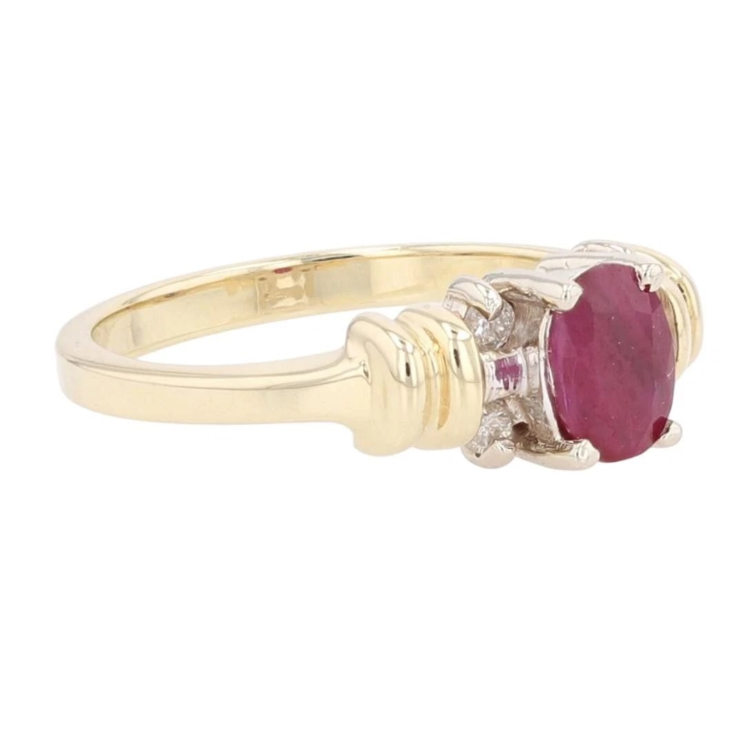 OVAL CUT RUBY W/ DIAMOND ACCENTS STATEMENT RING - 2