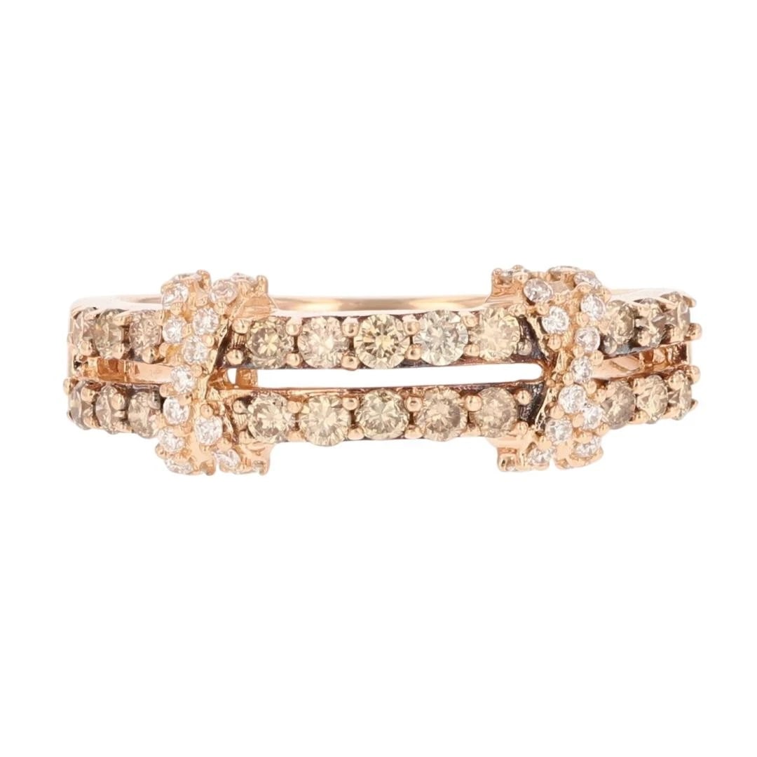 LE VIAN LIGHT BROWN DIAMOND CROSSOVER BAND RING: Le Vian Light Brown Diamond Crossover Band Ring Brand: Le Vian Type: Ring Material: 14k Rose Gold Main Stone/Creation Natural Color: None Size: 6.75 US Accessories: None Accessories Notice: