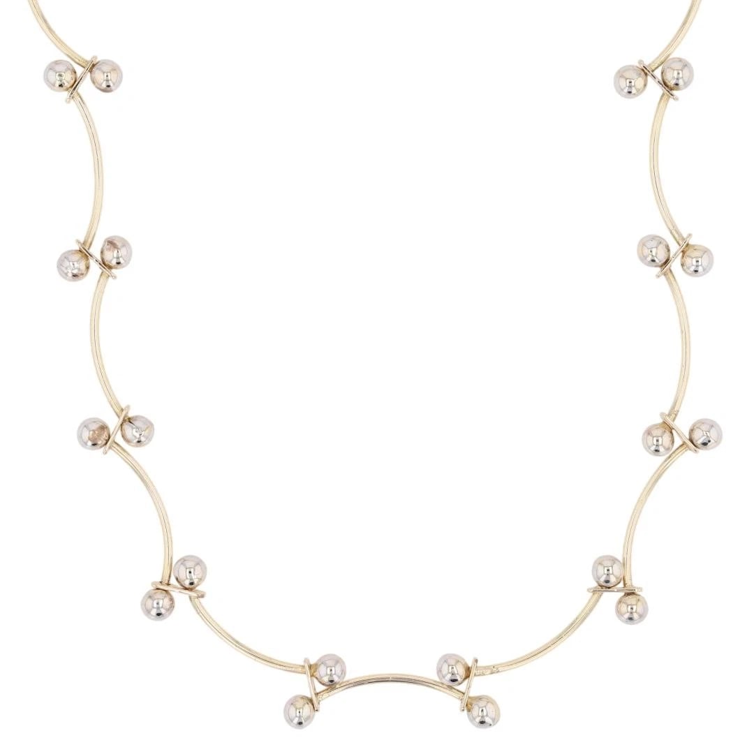 BAR AND BALL LINK CHAIN NECKLACE 14K MULTI-TONE GOLD: Bar and Ball Link Chain Necklace 14k Multi-Tone Gold Brand: Aurafin Type: Necklace Material: 14k Multi-Tone Gold Color: None Size: Necklace Measurement: 17" Length / 5.5mm Accessories: None