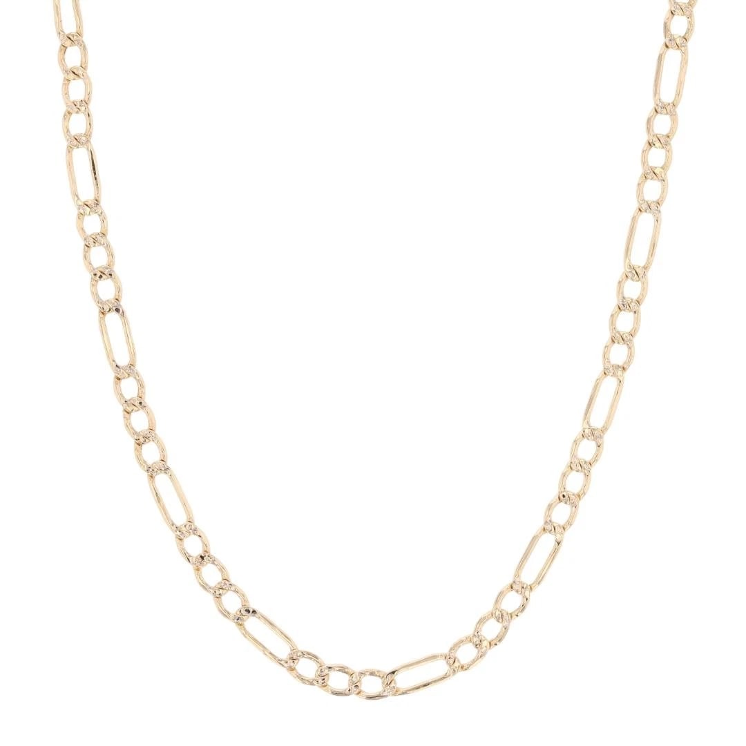 DIAMOND-CUT FIGARO LINK CHAIN NECKLACE 14K YELLOW GOLD (1 of 5)