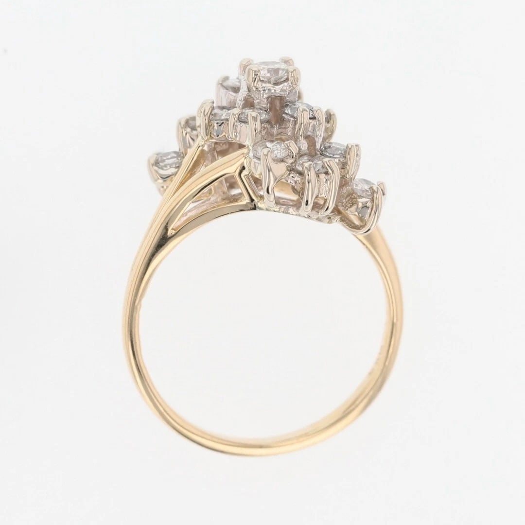 ROUND DIAMOND WATERFALL CLUSTER BYPASS RING - 2