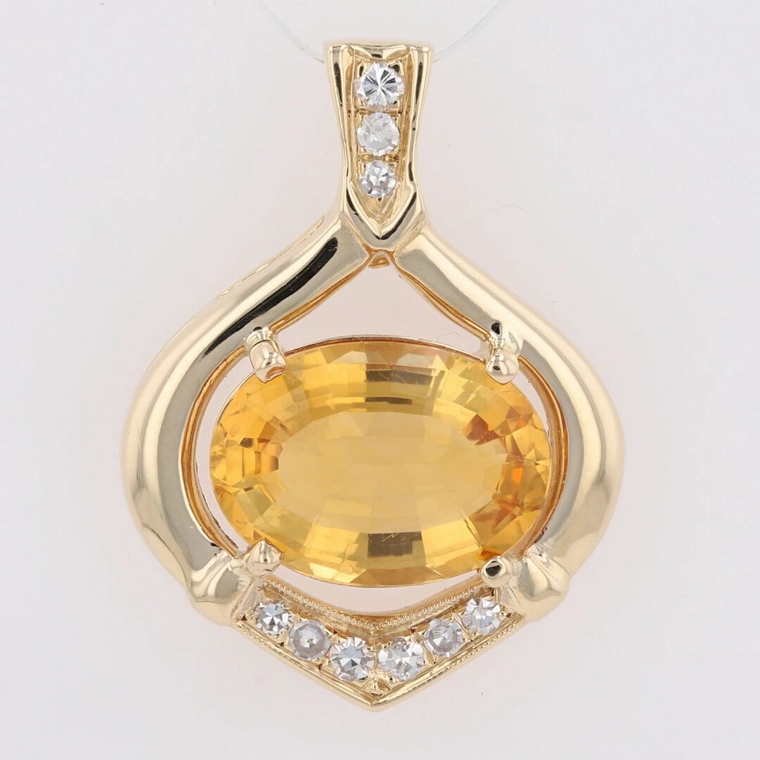 CITRINE WITH DIAMOND ACCENTS PENDANT NO CHAIN (1 of 4)