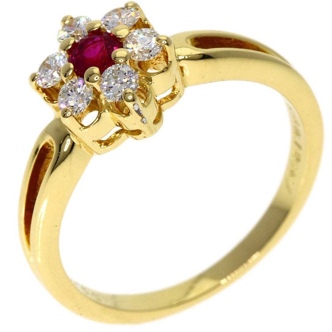 MIKIMOTO RUBY DIAMOND RING K18 YELLOW GOLD - 2