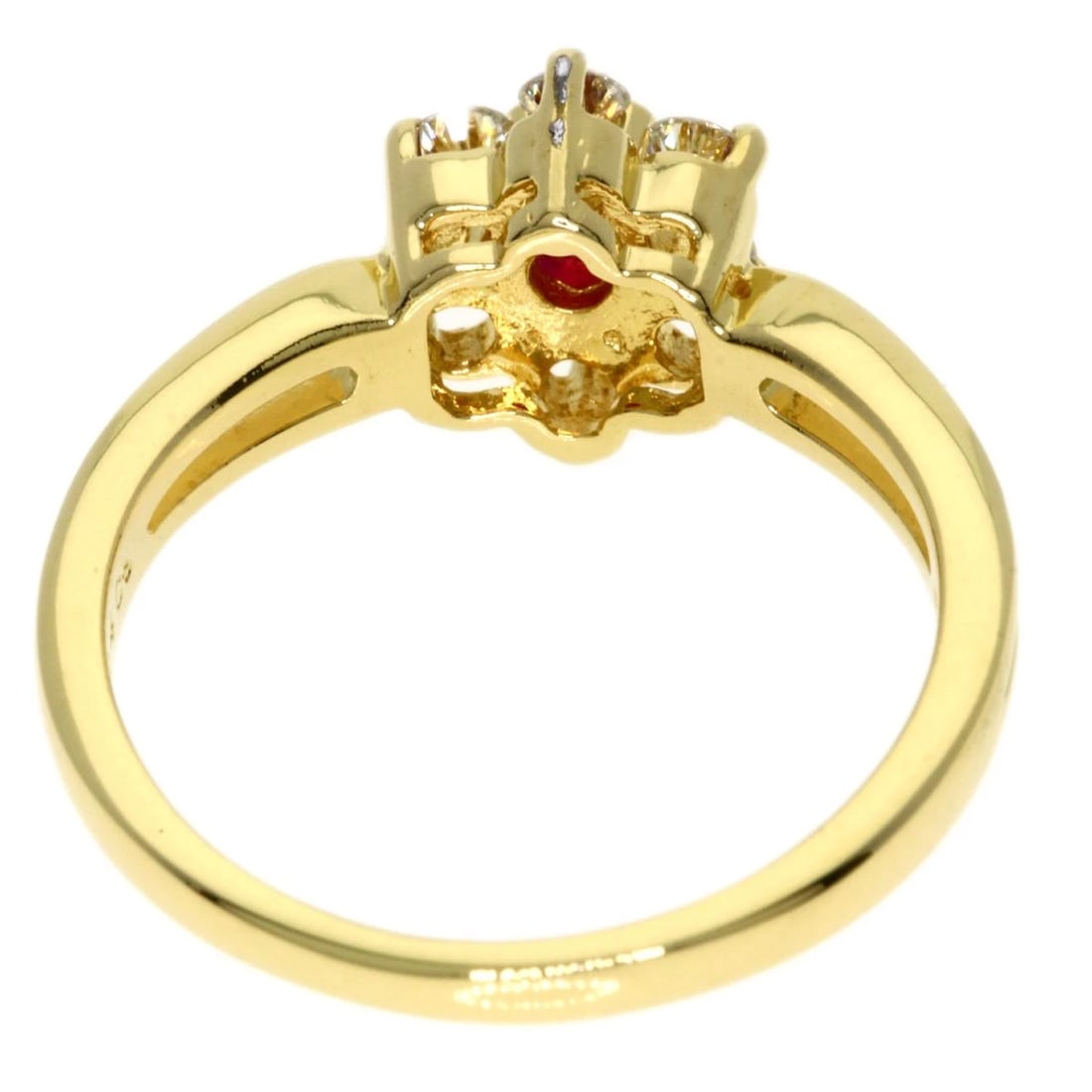 MIKIMOTO RUBY DIAMOND RING K18 YELLOW GOLD - 4