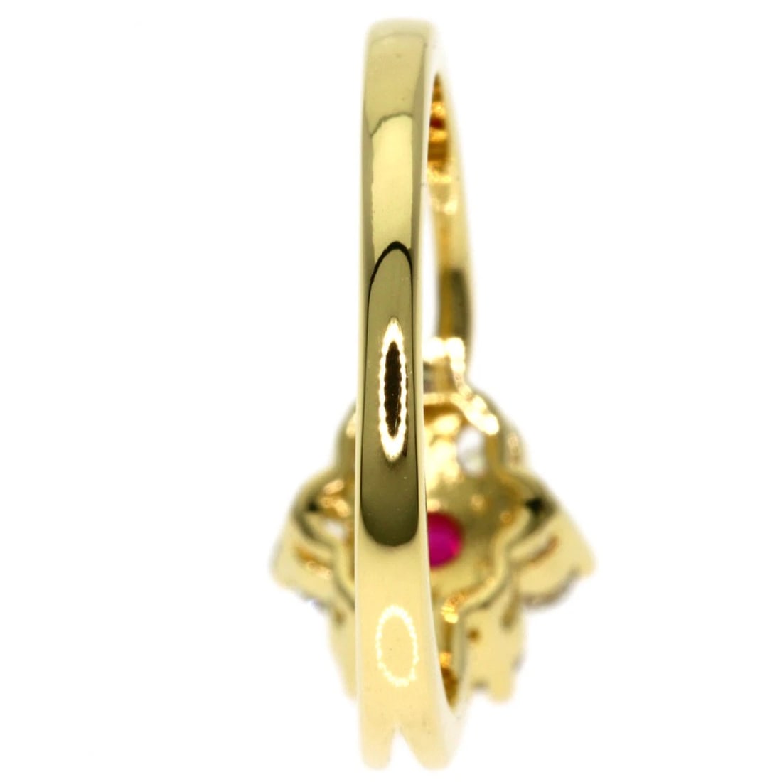 MIKIMOTO RUBY DIAMOND RING K18 YELLOW GOLD - 7