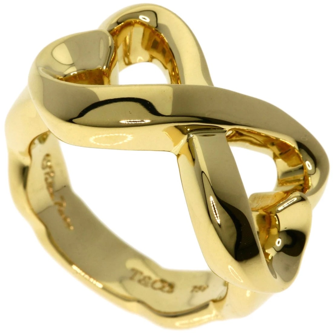 TIFFANY&CO. DOUBLE LOVING HEART RING: TIFFANY&Co. Double Loving Heart Ring Brand: TIFFANY&Co. Type: Ring Material: K18 Yellow Gold, Color: Yellow Gold Size: 4.25(US) Accessories: None Accessories Notice: When purchasing pre-ow
