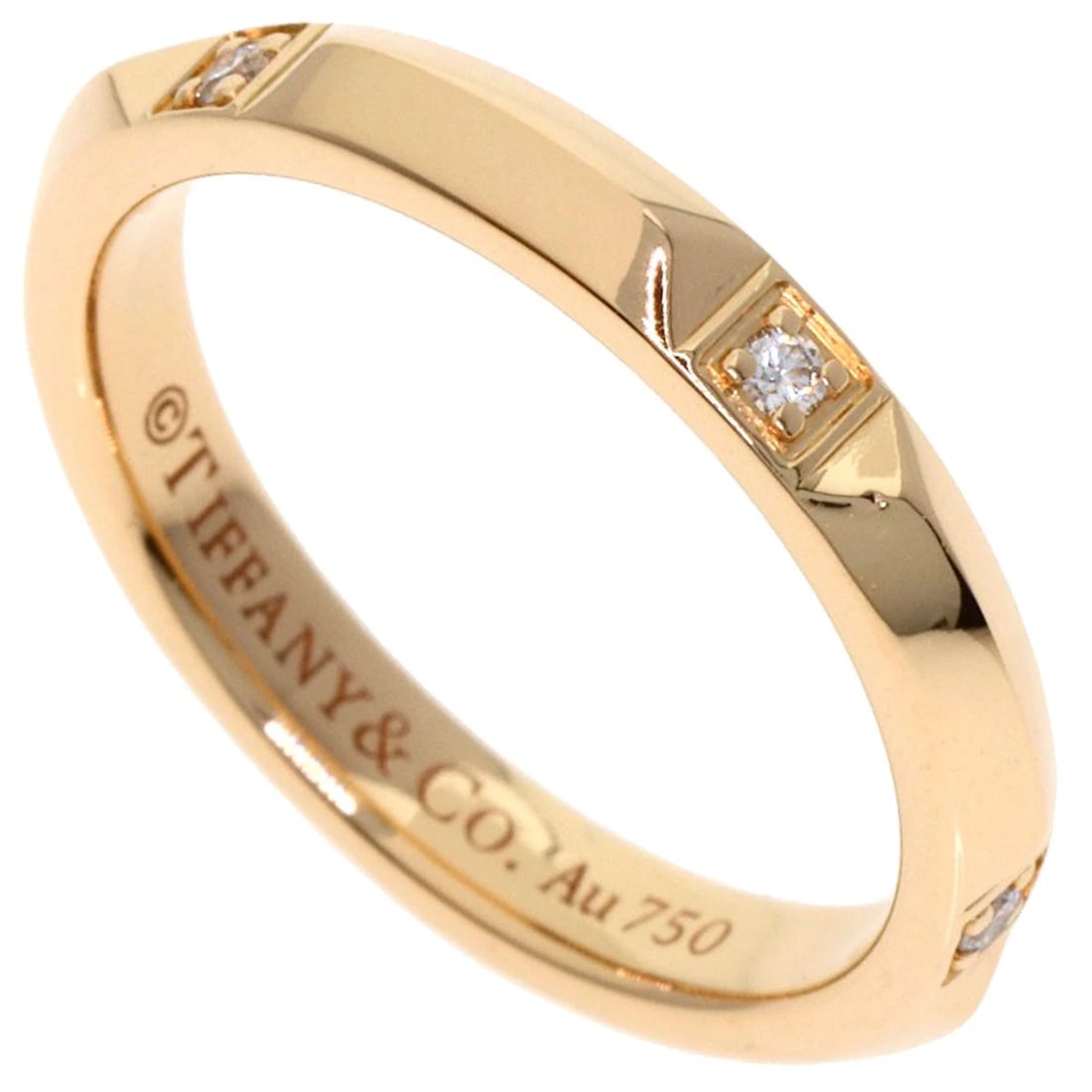 TIFFANY&CO. TRUE BAND 5P DIAMOND RING: TIFFANY&Co. True Band 5P Diamond Ring Brand: TIFFANY&Co. Type: Ring Material: K18 Pink Gold Main Stone/Creation Natural Color: Pink Gold Size: 4.25(US) Accessories: None Accessories Notice: