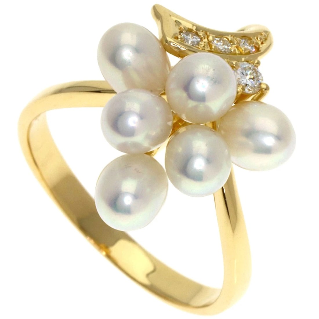 TASAKI PEARL DIAMOND RING K18 YELLOW GOLD: TASAKI Pearl Diamond Ring K18 Yellow Gold Brand: TASAKI Type: Ring Material: K18 Yellow Gold Main Stone/Creation Pearl Color: Yellow Gold Size: 5.5(US) Accessories: None Accessories Notice
