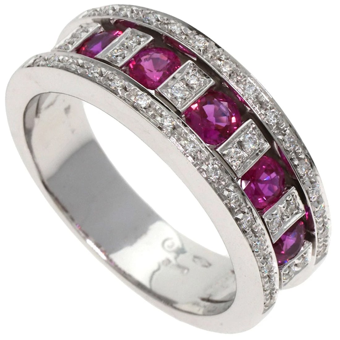 DAMIANI BELLE EPOQUE RUBY DIAMOND RING: Damiani Belle Epoque Ruby Diamond Ring Brand: Damiani Type: Ring Material: K18 White Gold Main Stone/Creation Ruby Color: White Gold Size: 7.75(US) Accessories: None Accessories Notice: Wh