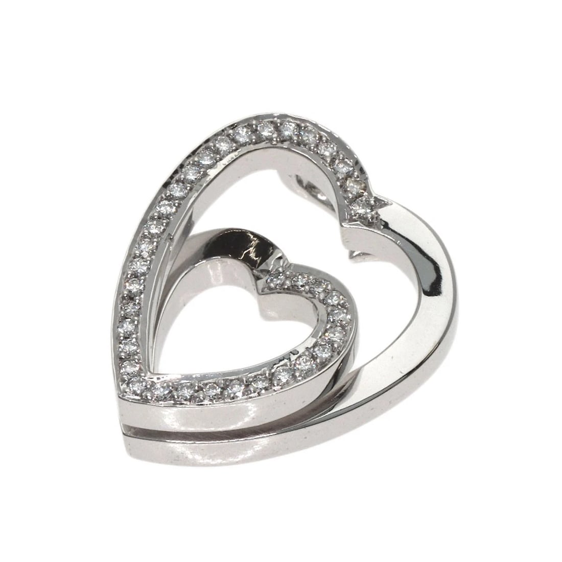 CARTIER INTERLACED HEART DIAMOND PENDANT TOP: CARTIER Interlaced Heart Diamond Pendant top Brand: CARTIER Type: Pendant top Material: K18 White Gold Main Stone/Creation Natural Color: White Gold Size: Top Size:0.7inch/17.6x15x5.8mm Accessori