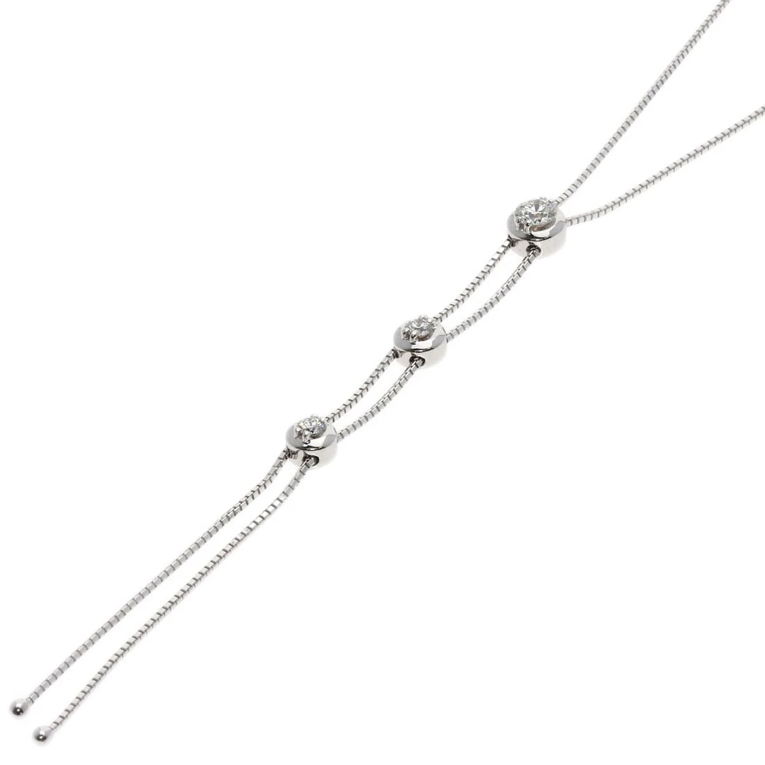 TASAKI 3P DIAMOND NECKLACE K18 WHITE GOLD: TASAKI 3P Diamond Necklace K18 White Gold Brand: TASAKI Type: Necklace Material: K18 White Gold Main Stone/Creation Natural Color: White Gold Size: Chain Length:15.7inch/40cm Chain