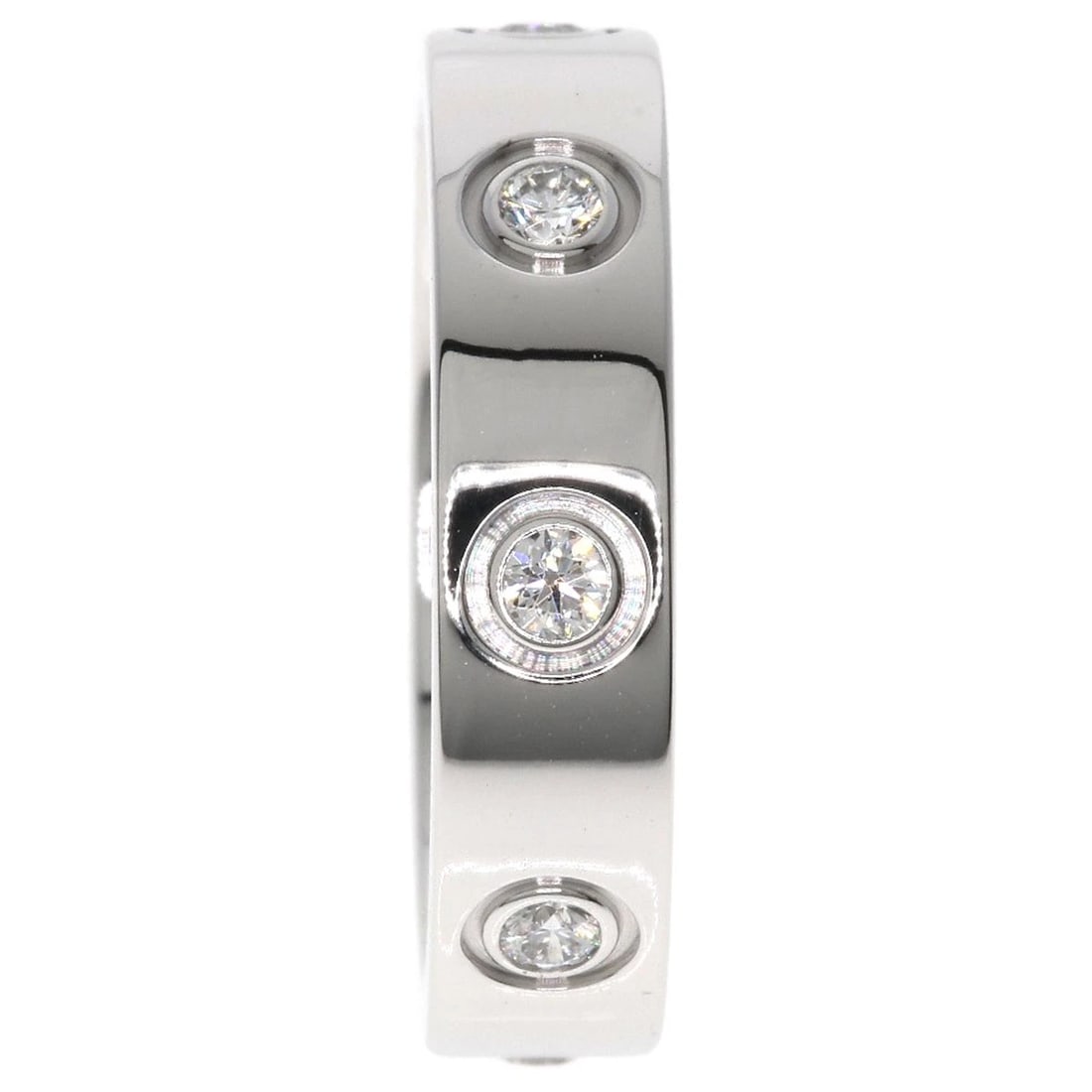 CARTIER MINI LOVE RING FULL DIAMOND RING: CARTIER mini love ring full diamond Ring Brand: CARTIER Type: Ring Material: K18 White Gold Main Stone/Creation Natural Color: White Gold Size: 3.25(US) Accessories: None Accessories Notic
