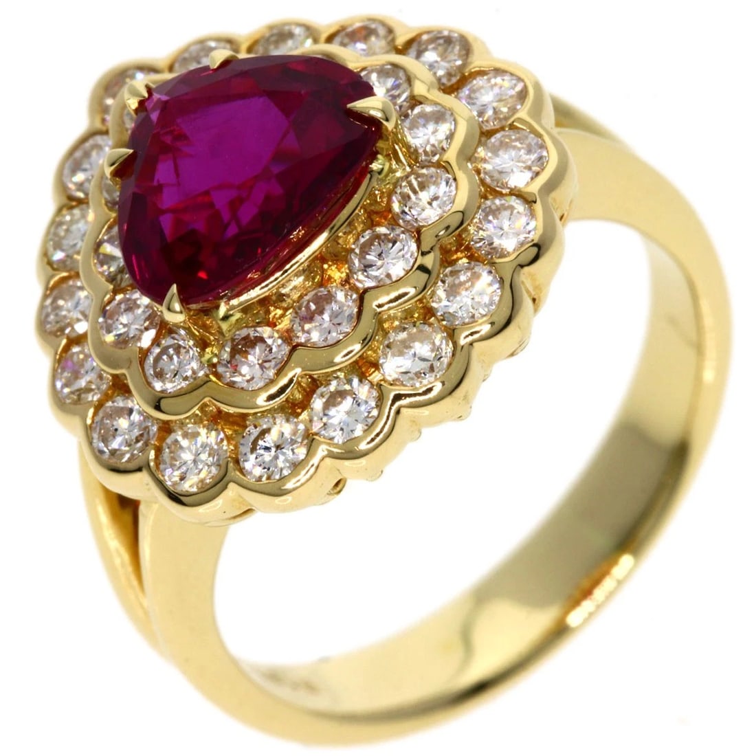 RUBY DIAMOND RING K18 YELLOW GOLD - 2