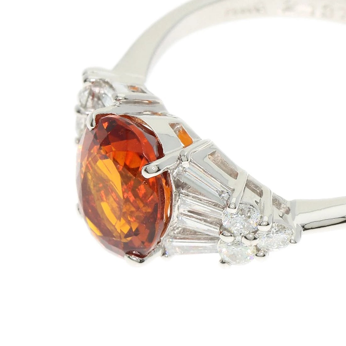 CITRIN DIAMOND PLATINUM RING - 3