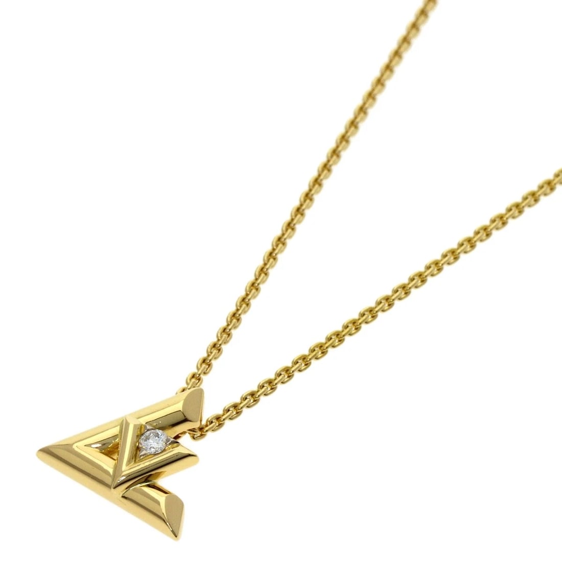 LOUIS VUITTON VOLT ONE 1P DIAMOND NECKLACE: LOUIS VUITTON Volt One 1P Diamond Necklace Brand: LOUIS VUITTON Type: Necklace Material: K18 Yellow Gold Main Stone/Creation Natural Color: Yellow Gold Size: Chain Length:17.7inch/45cm Chain Width