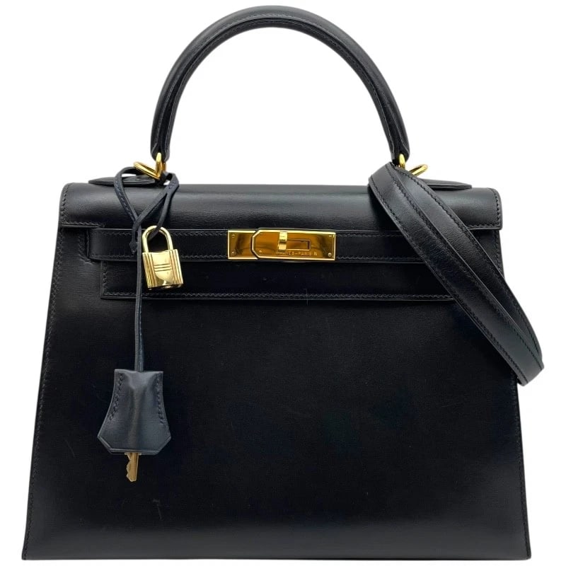 HERMES KELLY 28 OUTER SEWING SHOULDER BAG: HERMES Kelly 28 outer sewing Shoulder Bag Brand: HERMES Type: Shoulder Bag Material: Box scarf Color: Black GD Hardware Size: W11.0 x H8.3x D3.9inch Shoulder:35.4inch Accessories: None Acc