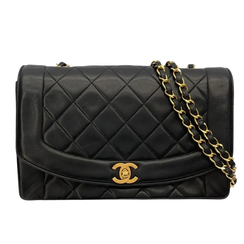 CHANEL DIANA 25 SHOULDER BAG: CHANEL Diana 25 Shoulder Bag Brand: CHANEL Type: Shoulder Bag Material: Ram Color: Black GD Hardware Size: W9.8 x H6.3x D2.8inch Shoulder:41.3inch Accessories: None Accessories Notice: Whe