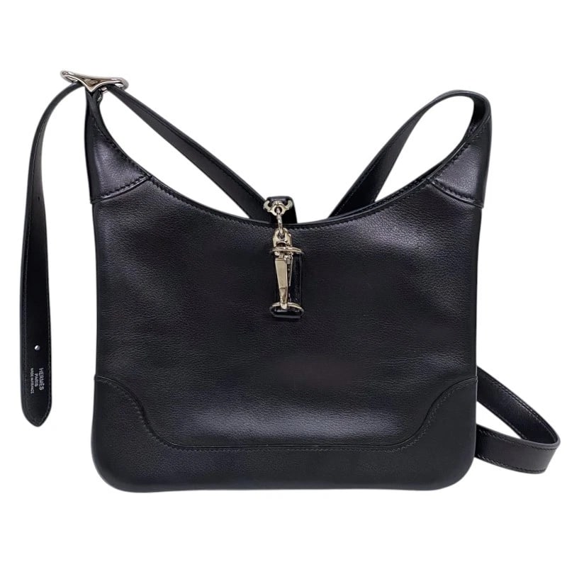 HERMES TRIM DUO SHOULDER BAG: HERMES Trim Duo Shoulder Bag Brand: HERMES Type: Shoulder Bag Material: Exterior Material Evergrain Color: Exterior Color Black SilverHardware Size: W9.1 x H6.3inch Shoulder:33.5inch Accessories: