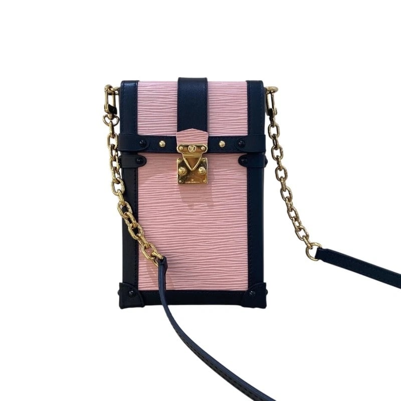 LOUIS VUITTON POCHETTE TRUNK VERTICAL SHOULDER BAG: LOUIS VUITTON Pochette Trunk Vertical Shoulder Bag Brand: LOUIS VUITTON Type: Shoulder Bag Material: PVC Color: Black/GDHardware Size: W4.3 x H7.1x D1.6inch Shoulder:43.3inch Accessories: None