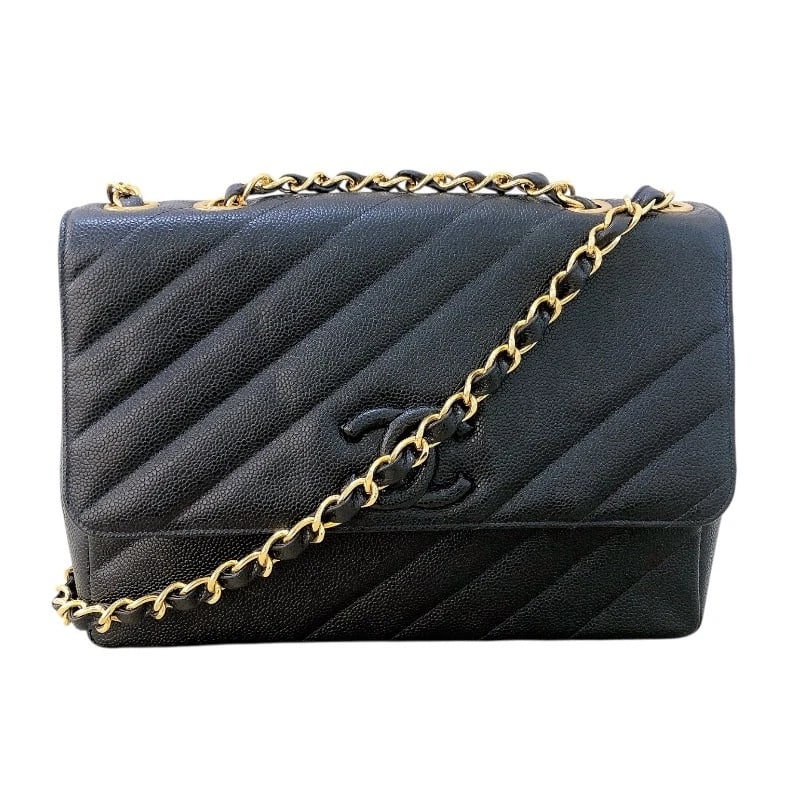 CHANEL LARGE FLAP CHAIN SHOULDER BAG: CHANEL Large Flap Chain Shoulder Bag Brand: CHANEL Type: Shoulder Bag Material: caviar Color: GDHardware Size: W11.8 x H8.3x D3.3inch Accessories: None Accessories Notice: When purchasing