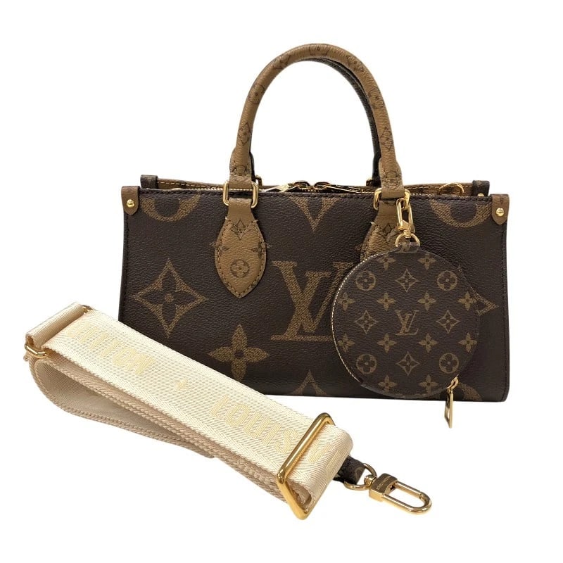LOUIS VUITTON ON THE GO EW SHOULDER BAG: LOUIS VUITTON On the Go EW Shoulder Bag Brand: LOUIS VUITTON Type: Shoulder Bag Material: monogram giant reverse Color: Brown Size: W10.4 x H5.9x D3.9inch Shoulder:41.3inch Accessories: None <