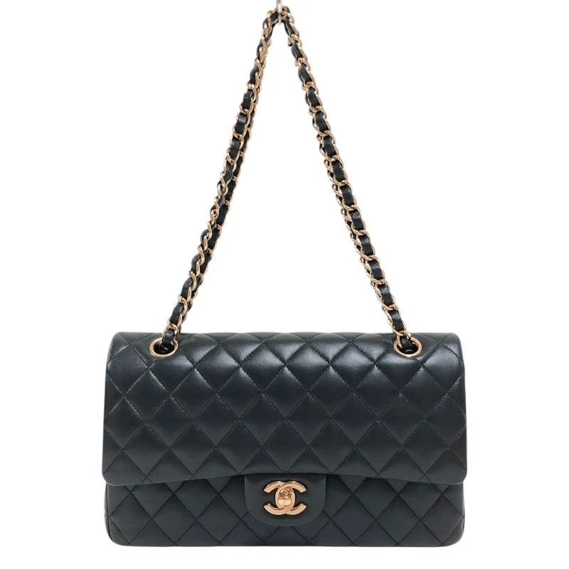 CHANEL MATRASSE 25 SHOULDER BAG: CHANEL Matrasse 25 Shoulder Bag Brand: CHANEL Type: Shoulder Bag Material: lambskin Color: Black Pink Gold Hardware Size: W9.8 x H5.9x D2.4inch Shoulder:19.7inch Accessories: None Accessor