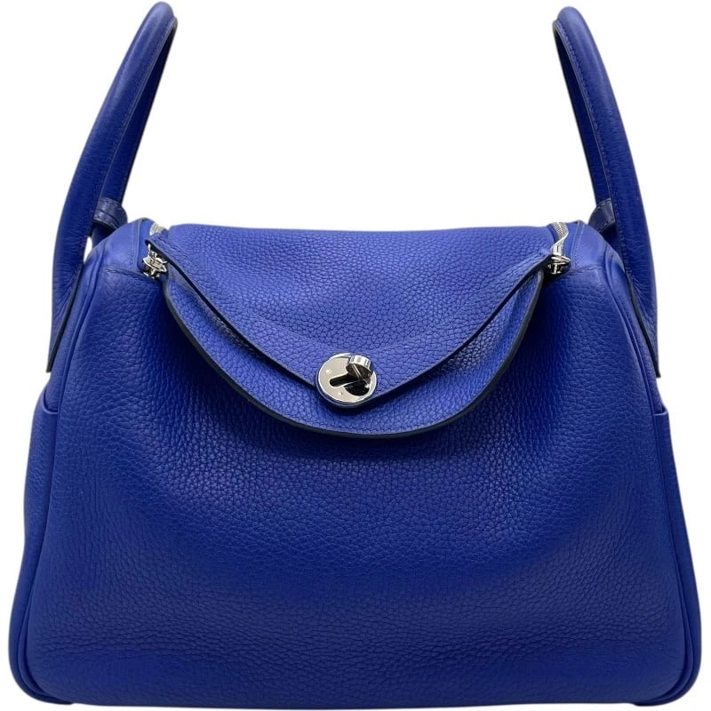 HERMES LINDY 30 TOUCH HANDBAG: HERMES Lindy 30 Touch Handbag Brand: HERMES Type: Handbag Material: Taurillon Clemence Niloticus Matte Color: Blue Electric SVHardware Size: W11.8 x H8.1x D6.1inch Accessories: None Access