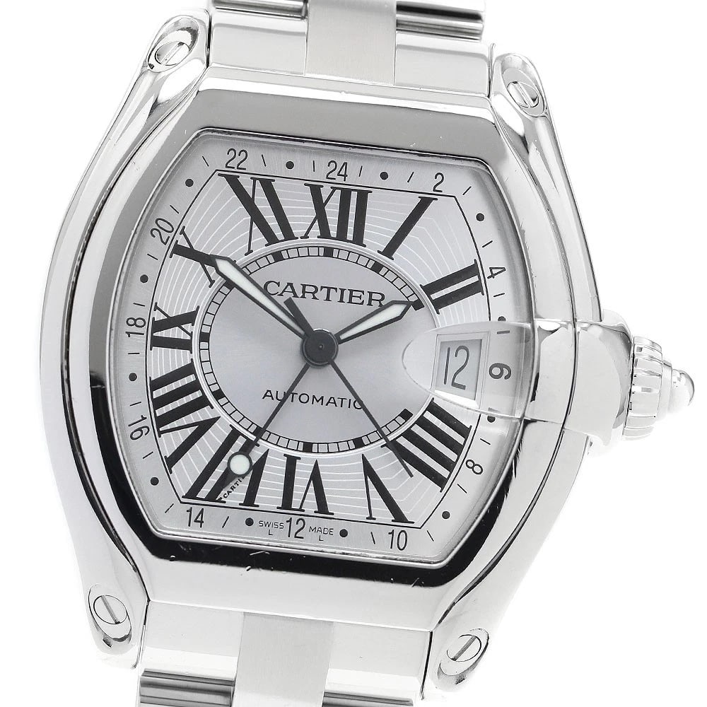 CARTIER ROADSTER GMT SILVER DIAL AUTOMATIC WATCH: CARTIER Roadster GMT Silver Dial Automatic Watch Brand: CARTIER Type: Wristwatch Material: Band Material Stainless Steel, Case Material Stainless Steel Color: Band Color Silver, Case Color Silver,