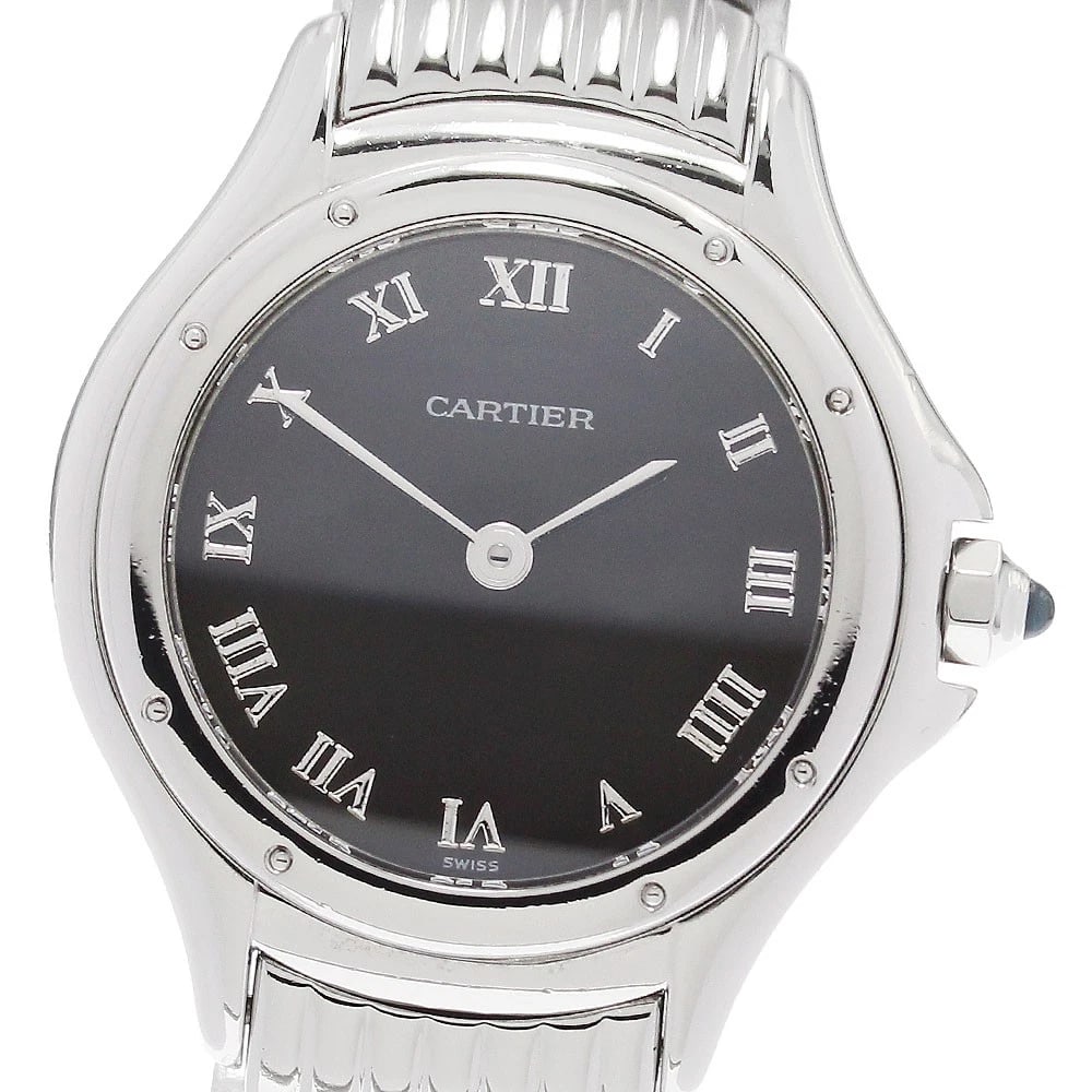 CARTIER COUGAR SM BLACK DIAL QUARTZ WATCH: CARTIER Cougar SM Black Dial Quartz Watch Brand: CARTIER Type: Wristwatch Material: Band Material Stainless Steel, Case Material Stainless Steel Color: Band Color Silver, Case Color Silver,