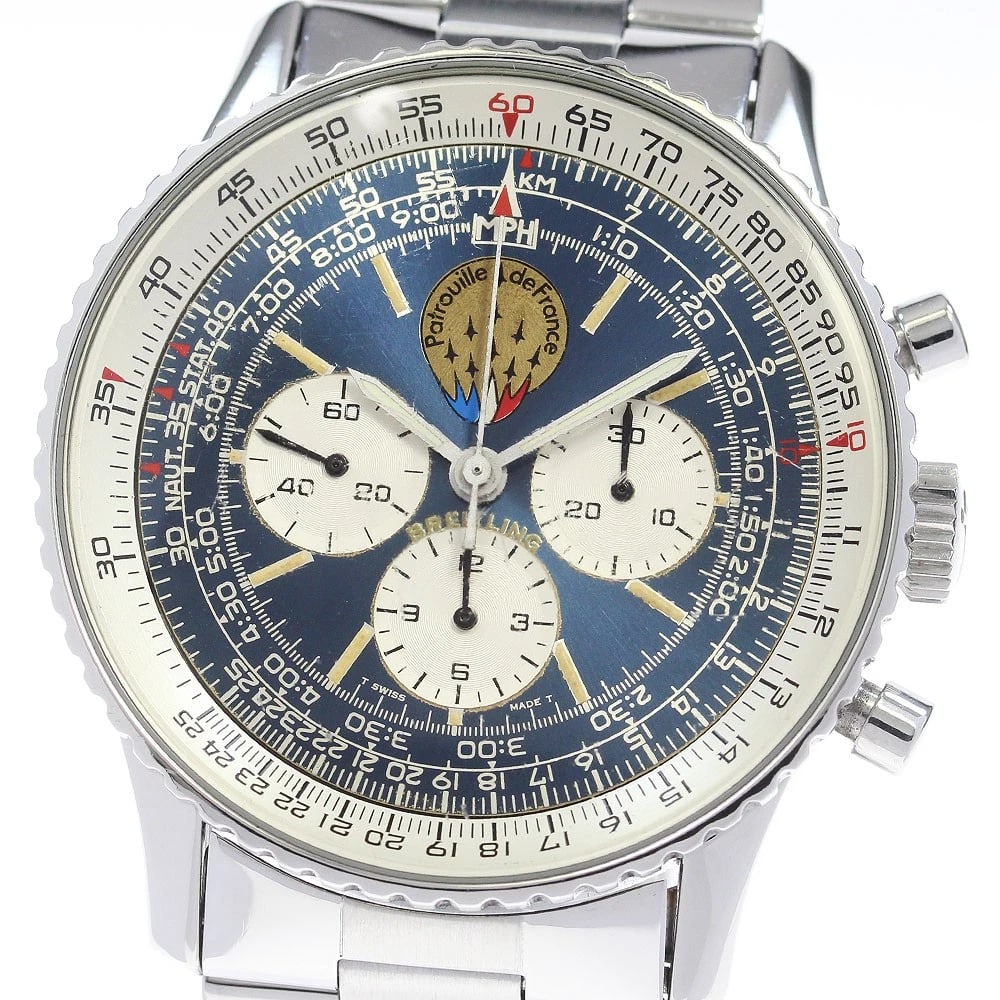 BREITLING NAVITIMER PATROUILLE DE FRANCE HAND WINDING WATCH: BREITLING Navitimer Patrouille De France Hand Winding Watch Brand: BREITLING Type: Wristwatch Material: Band Material Stainless Steel, Case Material Stainless Steel Color: Band Color Silver,