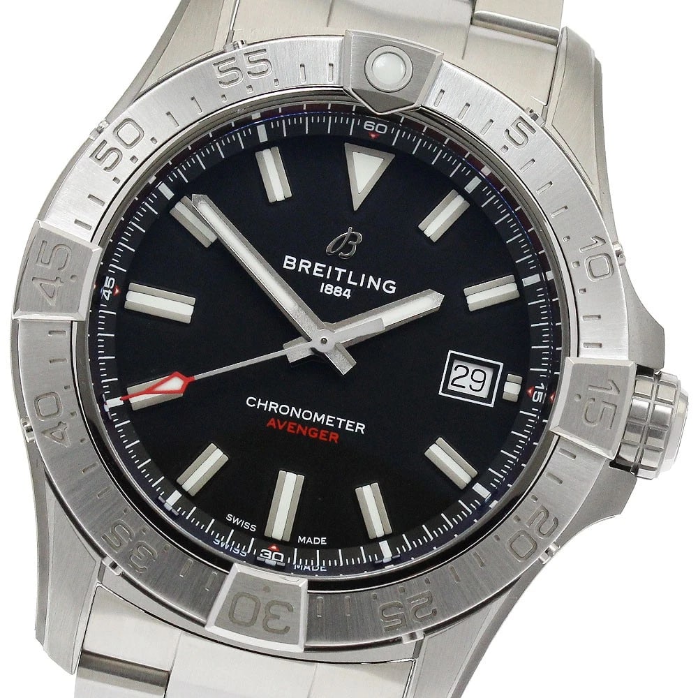 BREITLING AVENGER AUTOMATIC WATCH: BREITLING Avenger Automatic Watch Brand: BREITLING Type: Wristwatch Material: Band Material Stainless Steel, Case Material Stainless Steel Color: Band Color Silver, Case Color Silver, Dial