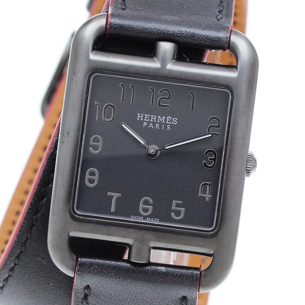HERMES CAPE COD GM SHADOW BLACK DIAL QUARTZ BOY'S WATCH (1 of 3)