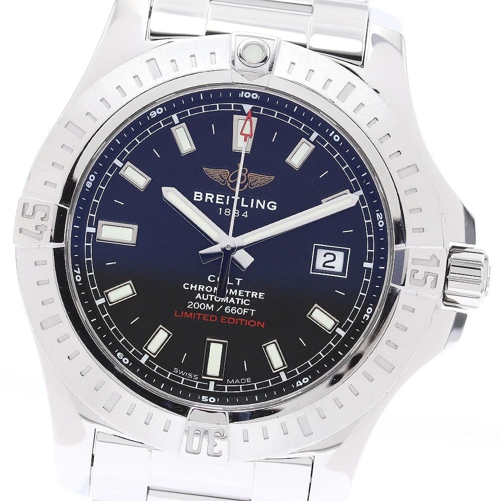 BREITLING COLT BLACK DIAL AUTOMATIC WATCH: BREITLING Colt black Dial Automatic Watch Brand: BREITLING Type: Wristwatch Material: Band Material Stainless Steel, Case Material Stainless Steel Color: Band Color Silver, Case Color Silver, Dial