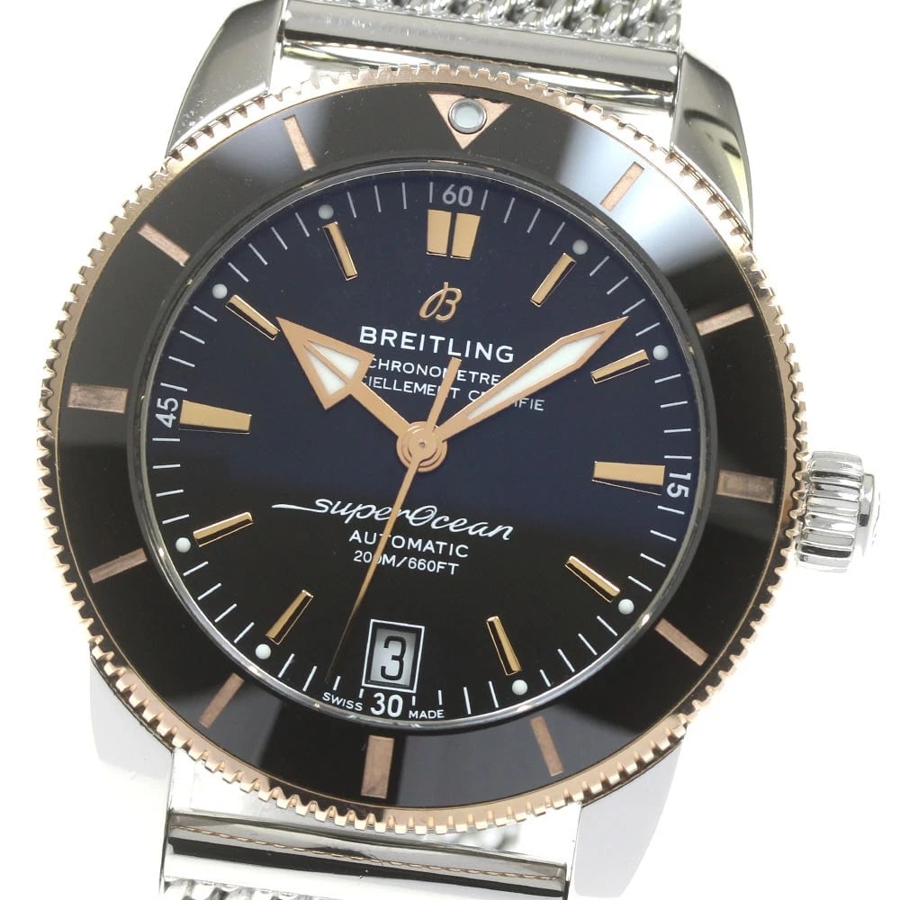 BREITLING SUPEROCEAN AUTOMATIC WATCH: BREITLING Superocean Automatic Watch Brand: BREITLING Type: Wristwatch Material: Band Material Stainless Steel, Case Material Stainless Steel/PG Color: Band Color Silver, Case Color Silver / Pink G