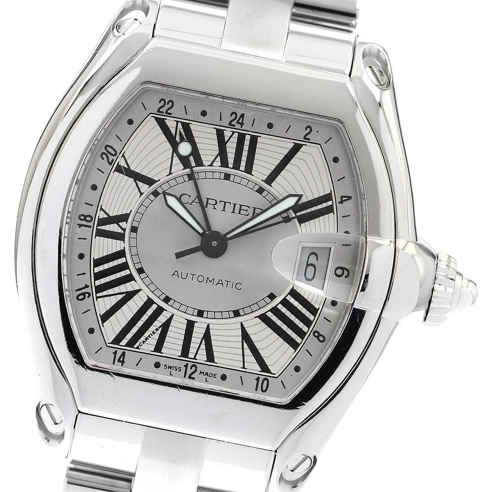 CARTIER ROADSTER XL GMT SILVER DIAL AUTOMATIC WATCH: CARTIER Roadster XL GMT Silver Dial Automatic Watch Brand: CARTIER Type: Wristwatch Material: Band Material Stainless Steel, Case Material Stainless Steel Color: Band Color Silver, Case Color Silve