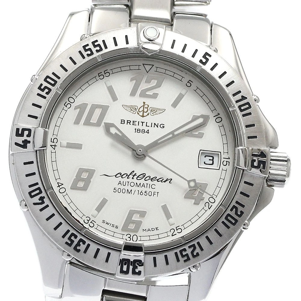 BREITLING COLT OCEAN DATE SILVER DIAL AUTOMATIC WATCH: BREITLING Colt Ocean Date Silver Dial Automatic Watch Brand: BREITLING Type: Wristwatch Material: Band Material Stainless Steel, Case Material Stainless Steel Color: Band Color Silver, Case