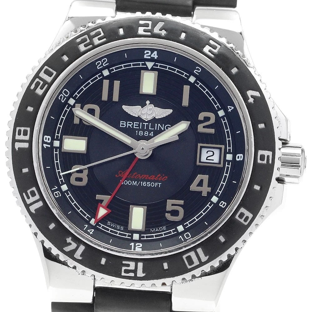 BREITLING SUPER OCEAN DATE GMT BLACK DIAL AUTOMATIC WATCH (1 of 2)