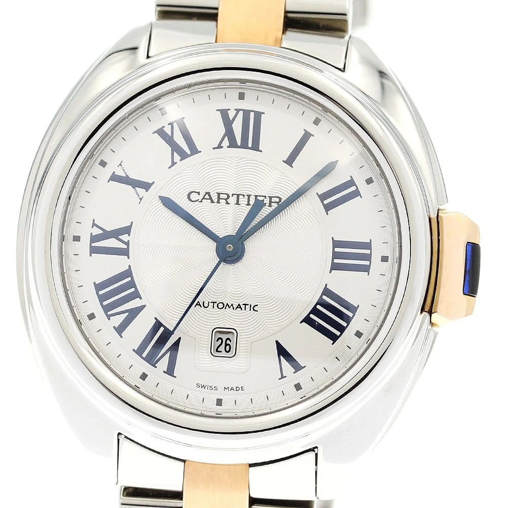 CARTIER CRES TONE DATE SILVER DIAL AUTOMATIC: CARTIER Cres tone Date Silver Dial Automatic Brand: CARTIER Type: Wristwatch Material: Band Material Stainless Steel/K18PG, Case Material Stainless Steel/K18PG Color: Band Color Silver / Pink Gold,