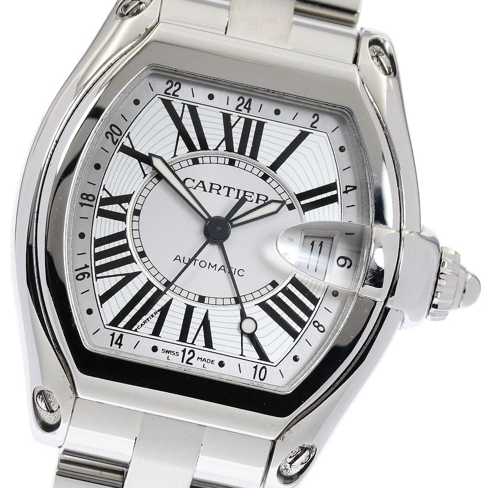 CARTIER ROADSTER GMT SILVER DIAL AUTOMATIC WATCH: CARTIER Roadster GMT Silver Dial Automatic Watch Brand: CARTIER Type: Wristwatch Material: Band Material Stainless Steel, Case Material Stainless Steel Color: Band Color Silver, Case Color Silver,