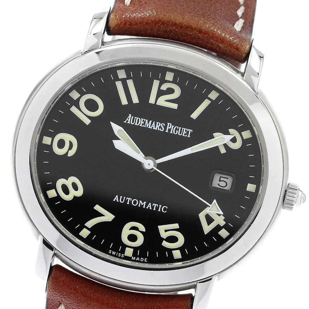 AUDEMARS PIGUET MILLENARY BLACK DIAL AUTOMATIC WATCH: AUDEMARS PIGUET Millenary black Dial Automatic Watch Brand: AUDEMARS PIGUET Type: Wristwatch Material: Band Material leather, Case Material Stainless Steel Color: Band Color Brown, Case Color Silve