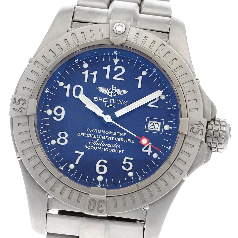 BREITLING AVENGER SEAWOLF NAVY DIAL AUTOMATIC WATCH: BREITLING Avenger Seawolf Navy Dial Automatic Watch Brand: BREITLING Type: Wristwatch Material: Band Material titanium, Case Material titanium Color: Band Color Silver, Case Color Silver, Dial Colo