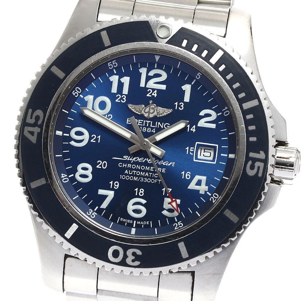 BREITLING SUPER OCEAN II 44 DATE BLUE DIAL AUTOMATIC WATCH (1 of 5)