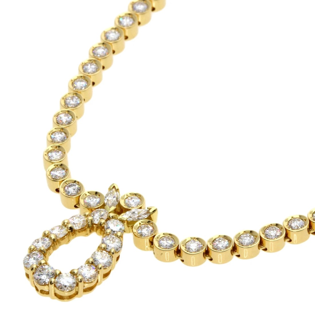 PIAGET TENNIS DIAMOND NECKLACE K18 YELLOW GOLD: PIAGET Tennis Diamond Necklace K18 Yellow Gold Brand: PIAGET Type: Necklace Material: K18 Yellow Gold Main Stone/Creation Natural Color: Yellow Gold Size: Chain Length:16.9inch/43cm Chain Width:1.