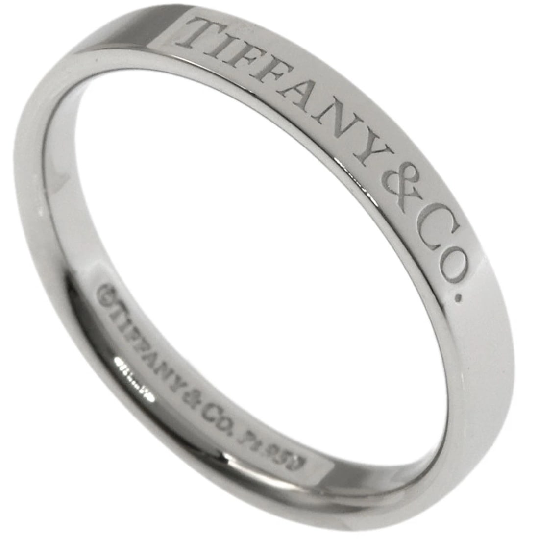 TIFFANY&CO. FLAT BAND RING PLATINUM PT950: TIFFANY&Co. Flat band Ring Platinum PT950 Brand: TIFFANY&Co. Type: Ring Material: Platinum PT950, Color: Platinum Size: 7(US) Accessories: None Accessories Notice: When purchasing pre-owne